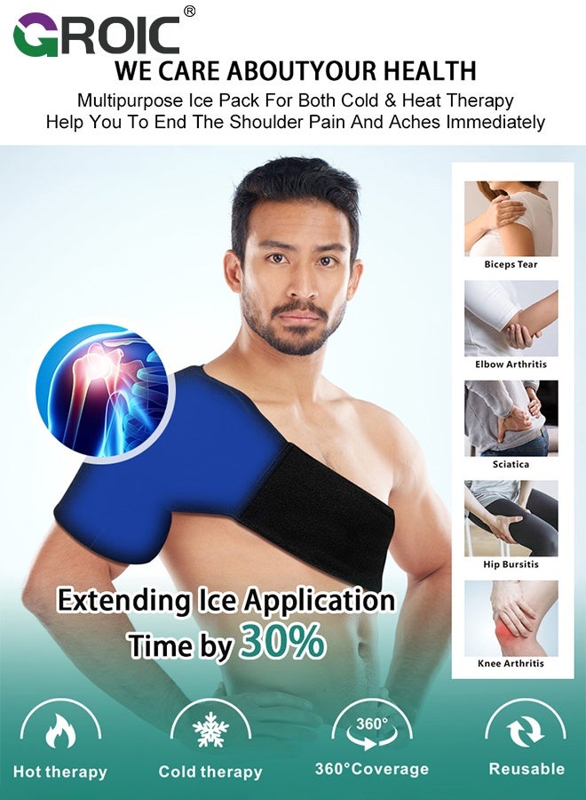 GROIC Shoulder Ice Pack Wrap, Magic Gel Ice Pack for Shoulder Pain Relief, Lower Shoulder Ice Pack Wrap for Hot Cold Therapy,  Relief for Tendonitis, Dislocated Joint, Left and Right Rotator Cuff Arm Pain Relief - Image 3